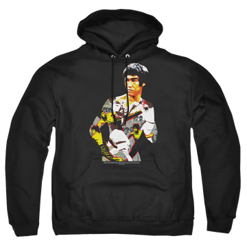 Black pullover hoodie with Bruce Lee Body Of Action graphic