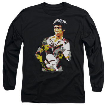Black men's long sleeve t-shirt with Bruce Lee Body Of Action graphic