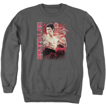 Charcoal men's crewneck sweatshirt with Bruce Lee Fury graphic