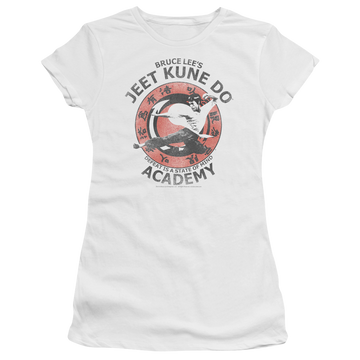 White juniors t-shirt with Bruce Lee Jeet Kune graphic