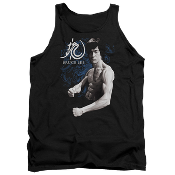 Black men's tank with Bruce Lee Dragon Stance graphic