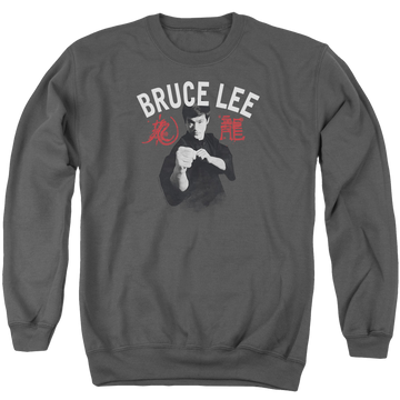Charcoal men's crewneck sweatshirt with Bruce Lee Ready graphic