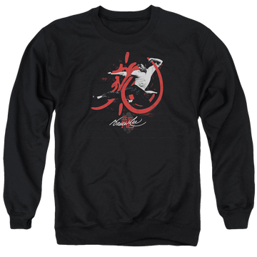 Black men's crewneck sweatshirt with Bruce Lee High Flying graphic