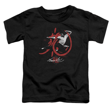 Black toddler t-shirt with Bruce Lee High Flying graphic