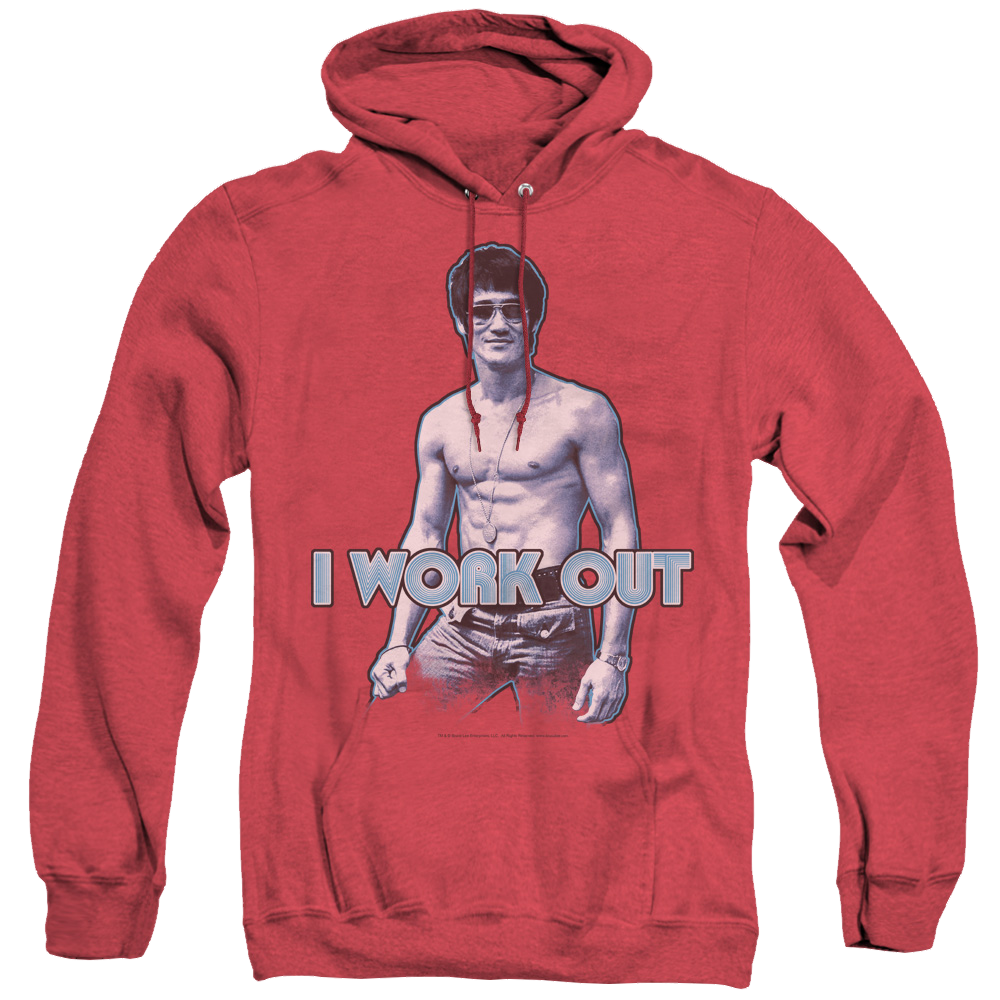 Bruce Lee Lee Works Out - Heather Pullover Hoodie Heather Pullover Hoodie Bruce Lee   