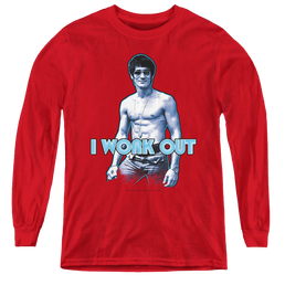 Bruce Lee Lee Works Out - Youth Long Sleeve T-Shirt Youth Long Sleeve T-Shirt Bruce Lee   