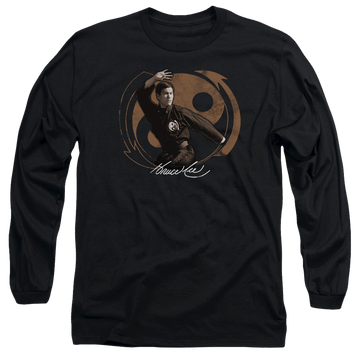 Black men's long sleeve t-shirt with Bruce Lee Jeet Kun Do Pose graphic