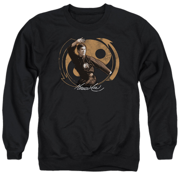 Black men's crewneck sweatshirt with Bruce Lee Jeet Kun Do Pose graphic