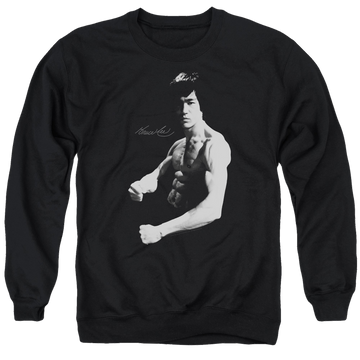 Black men's crewneck sweatshirt with Bruce Lee Stance graphic