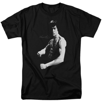 Black men's regular fit t-shirt with Bruce Lee Stance graphic