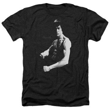 Charcoal men's heather t-shirt with Bruce Lee Stance graphic