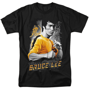 Black men's regular fit t-shirt with Bruce Lee Yellow Dragon graphic