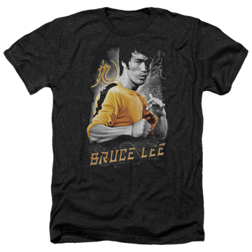 Charcoal men's heather t-shirt with Bruce Lee Yellow Dragon graphic
