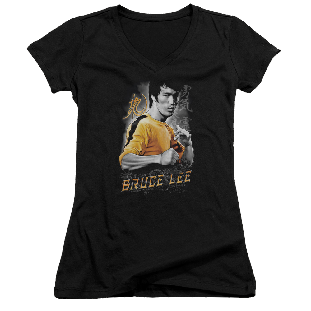 Bruce Lee Yellow Dragon - Juniors V-Neck T-Shirt Juniors V-Neck T-Shirt Bruce Lee   