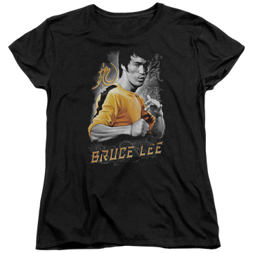 Black women's t-shirt with Bruce Lee Yellow Dragon graphic