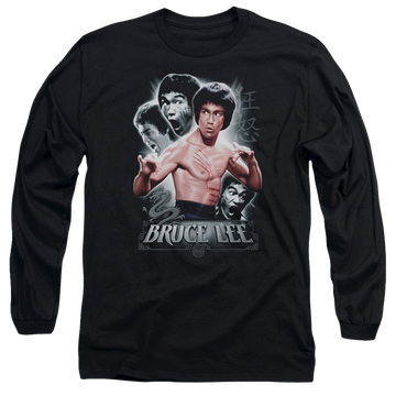Black men's long sleeve t-shirt with Bruce Lee Inner Fury graphic