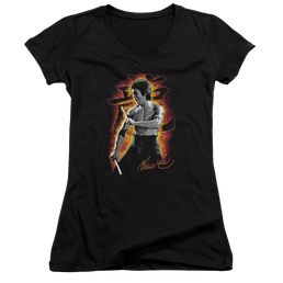 Bruce Lee Dragon Fire - Juniors V-Neck T-Shirt Juniors V-Neck T-Shirt Bruce Lee   