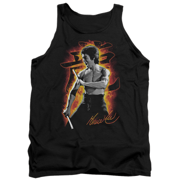 Black men's tank with Bruce Lee Dragon Fire graphic