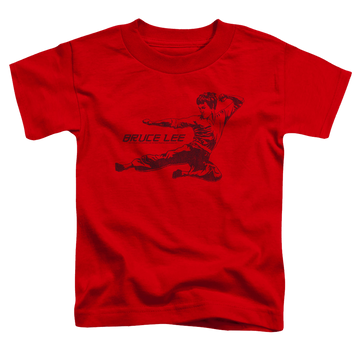Red toddler t-shirt with Bruce Lee Line Kick graphic