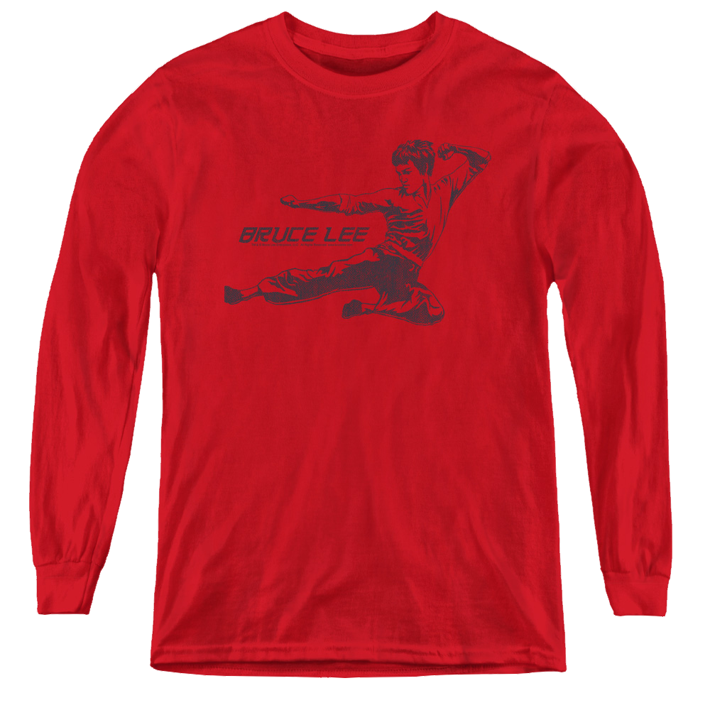 Bruce Lee Line Kick - Youth Long Sleeve T-Shirt Youth Long Sleeve T-Shirt Bruce Lee   