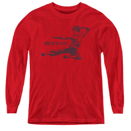Bruce Lee Line Kick - Youth Long Sleeve T-Shirt Youth Long Sleeve T-Shirt Bruce Lee   
