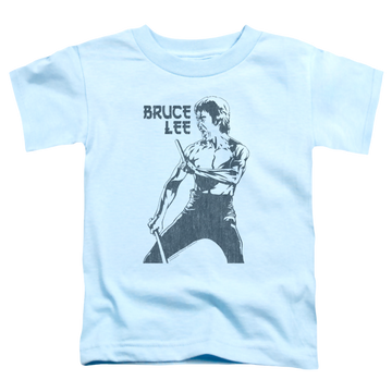 Light blue kid's t-shirt for ages 4 to 7 with Bruce Lee Fighter graphic