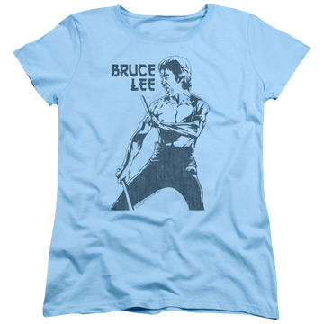 Light blue women's t-shirt with Bruce Lee Fighter graphic