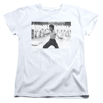 White women's t-shirt with Bruce Lee Triumphant graphic