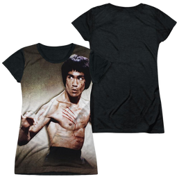 Bruce Lee Scratched - Juniors Black Back T-Shirt Juniors Black Back T-Shirt Bruce Lee   