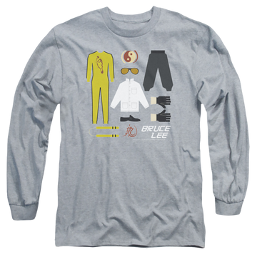 Athletic heather men's long sleeve t-shirt with Bruce Lee Lee Gift Set graphic