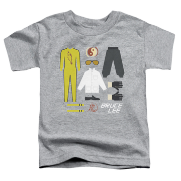 Athletic heather kid's t-shirt for ages 4 to 7 with Bruce Lee Lee Gift Set graphic