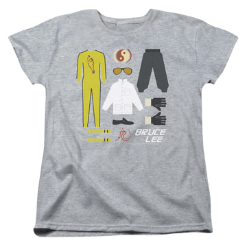 Athletic heather women's t-shirt with Bruce Lee Lee Gift Set graphic