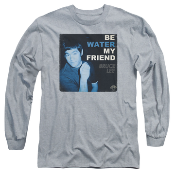 Athletic heather men's long sleeve t-shirt with Bruce Lee Water graphic