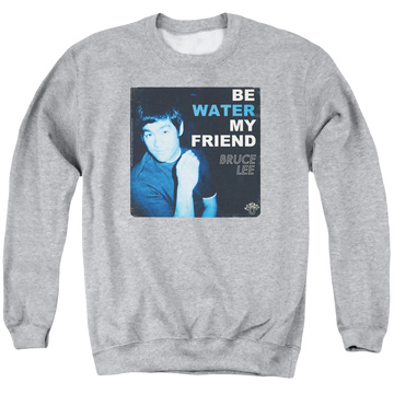 Athletic heather men's crewneck sweatshirt with Bruce Lee Water graphic