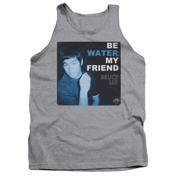 Athletic heather men's tank with Bruce Lee Water graphic