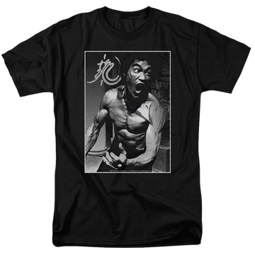 Black men's regular fit t-shirt with Bruce Lee Focused Rage graphic