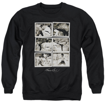 Black men's crewneck sweatshirt with Bruce Lee Snap Shots graphic