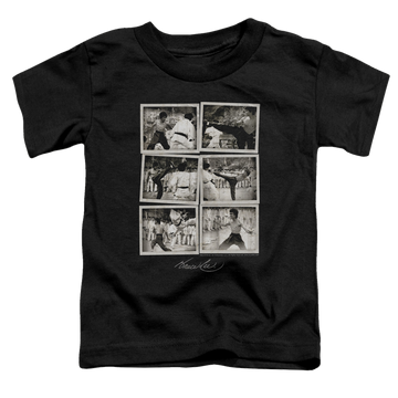 Black toddler t-shirt with Bruce Lee Snap Shots graphic