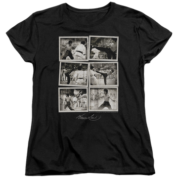 Black women's t-shirt with Bruce Lee Snap Shots graphic