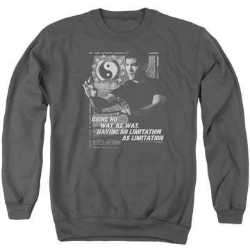 Charcoal men's crewneck sweatshirt with Bruce Lee No Way As A Way graphic