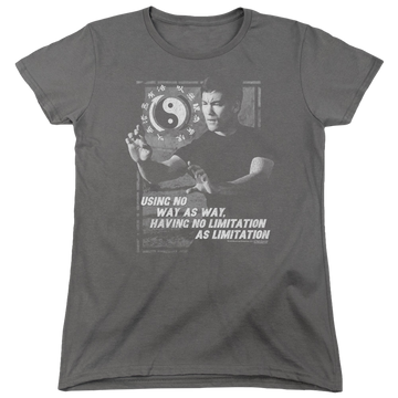 Charcoal women's t-shirt with Bruce Lee No Way As A Way graphic