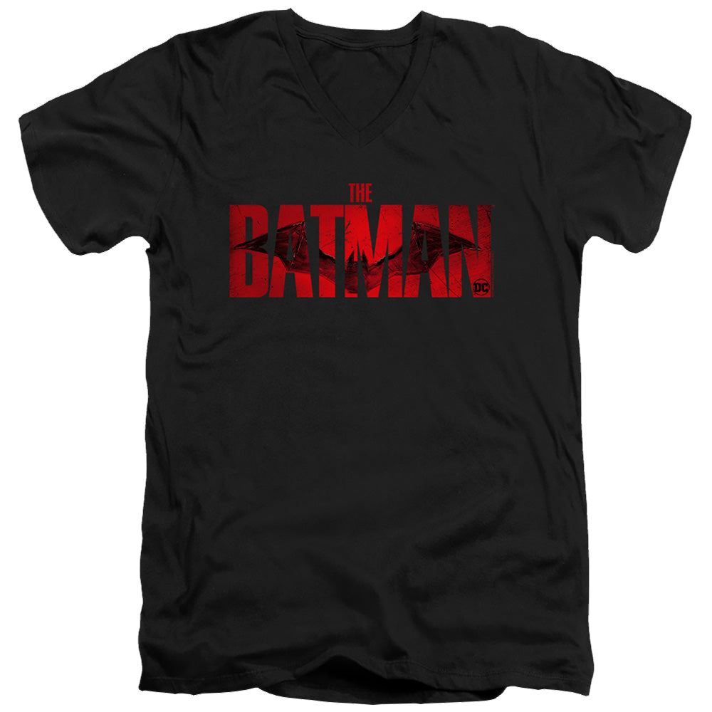The Batman (2022) Crimson Drawn Bat Logo - Men's V-Neck T-Shirt Men's V-Neck T-Shirt Batman   