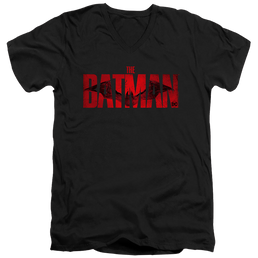 The Batman (2022) Crimson Drawn Bat Logo - Men's V-Neck T-Shirt Men's V-Neck T-Shirt Batman   
