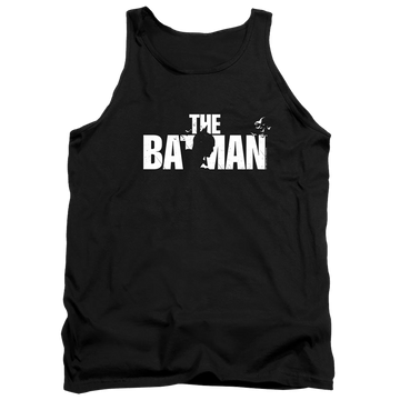 Black men's tank with The Batman (2022) Silhouette Title graphic