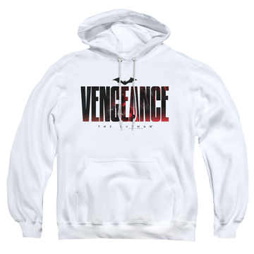 White pullover hoodie with The Batman (2022) Vengeance For The Bat graphic