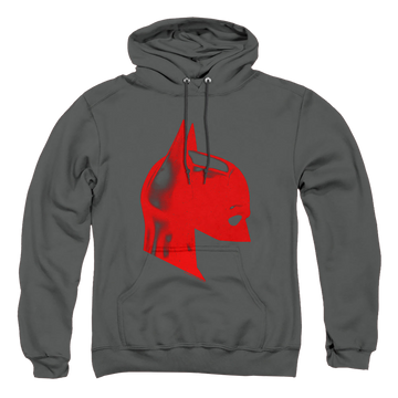 Charcoal pullover hoodie with The Batman (2022) Face Mask graphic