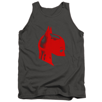 Charcoal men's tank with The Batman (2022) Face Mask graphic