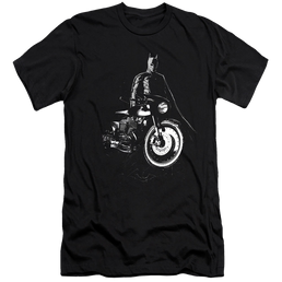 The Batman (2022) And His Motorcycle - Men's Premium Slim Fit T-Shirt Men's Premium Slim Fit T-Shirt Batman   
