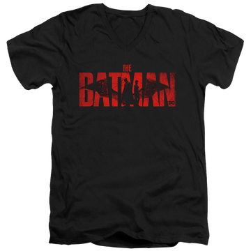 Black men's v-neck t-shirt with The Batman (2022) And Catwoman graphic