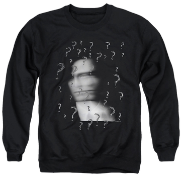 Black men's crewneck sweatshirt with The Batman (2022) The Riddler? graphic